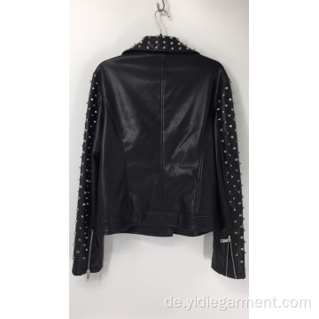 Damen -Punk -Faux Lederjacke von Punk besetzt